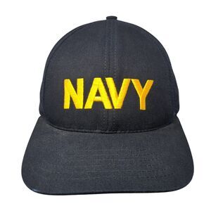 NAVY Snapback Hat Blue One Size Adjustable Embroidered 6 Panel Graffiti